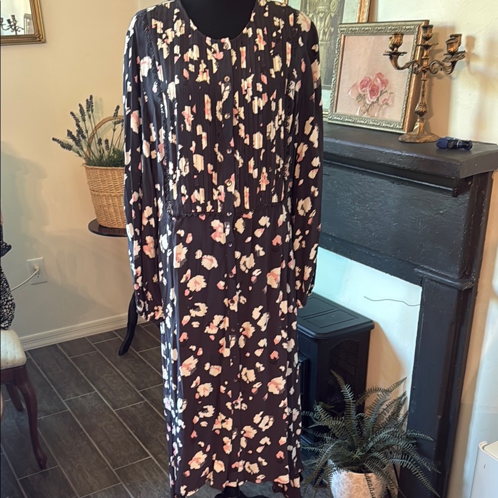 Monsoon Black Sheath Dress with Bishop Sleeves